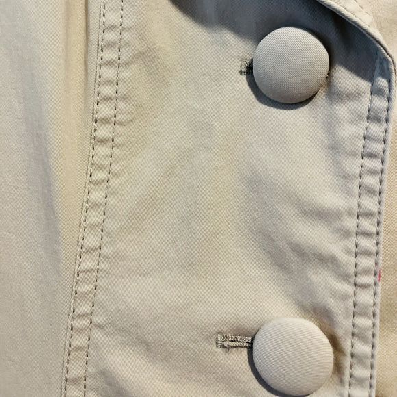 VTG Designer Women’s Mid Long Trench Coat Belted Jacket Overcoat Slim Fit Tan S - Picture 5 of 13